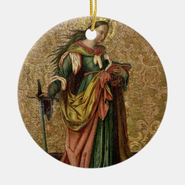 St. Catherine of Alexandria (oil on panel) 2 Ceramic Ornament (Front)