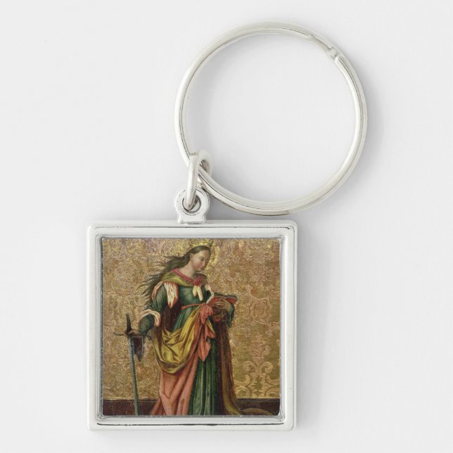 St. Catherine of Alexandria (oil on panel) 2 Keychain (Front)