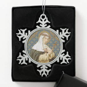 St. Catherine of Siena (BK 19) Snowflake Pewter Christmas Ornament