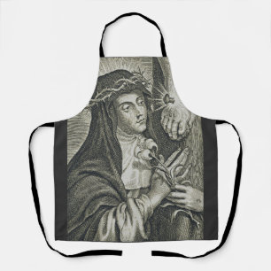 St. Catherine of Siena Crucifixion Art Noir Faith Apron