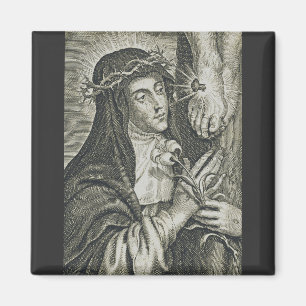 St. Catherine of Siena Crucifixion Art Noir Faith Magnet