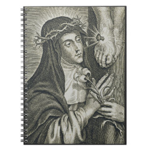 St. Catherine of Siena Crucifixion Art Noir Faith Notebook
