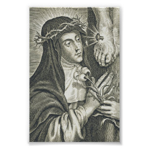 St. Catherine of Siena Crucifixion Art Noir Faith Photo Print