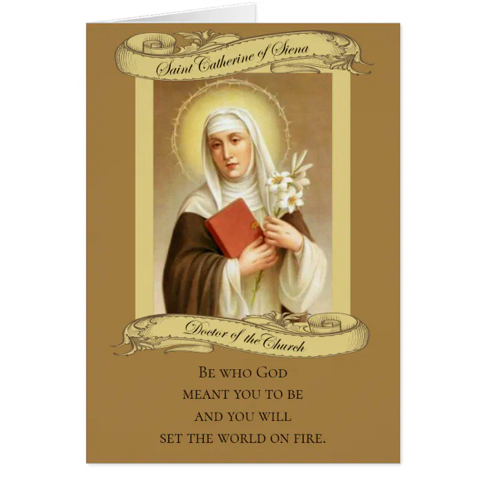 Be Who God Meant You To Be St Catherine of Siena Printed Individual Folded Note Card Catholic Gift Stationery Confirmation Saint Quote