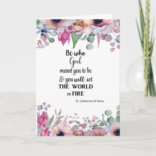 St Catherine Of Siena Floral Quote Card Zazzle Com
