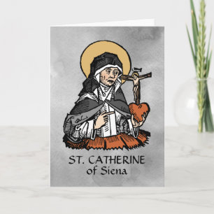 St. Catherine of Siena with Crucifix-Topped Heart  Card