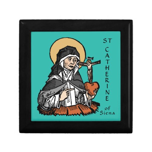 St Catherine of Siena with Crucifix_Topped Heart  Gift Box