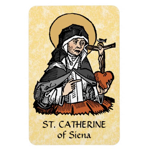 St Catherine of Siena with Crucifix_Topped Heart Magnet