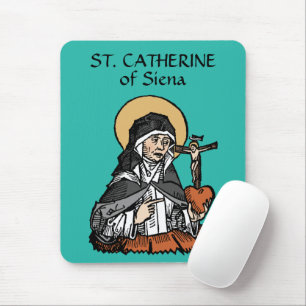St. Catherine of Siena with Crucifix-Topped Heart Mouse Pad