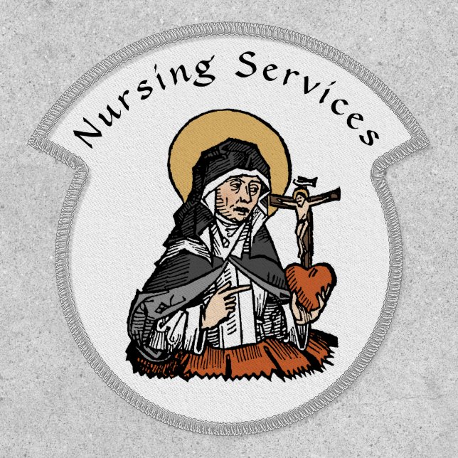 St. Catherine of Siena with Crucifix-Topped Heart  Patch (Front)