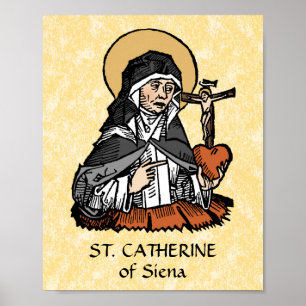 St. Catherine of Siena with Crucifix-Topped Heart Poster