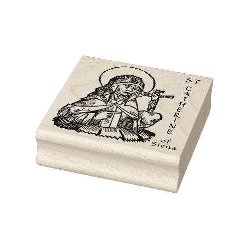 St Catherine of Siena with Crucifix_Topped Heart  Rubber Stamp