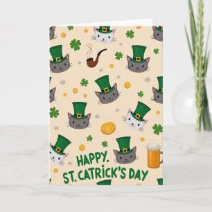 St Catricks Day Cat Faces Card
