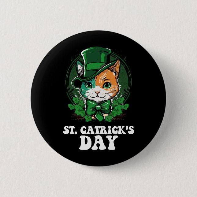 St Catricks Day Cat Lovers St Patrick's Day Button (Front)