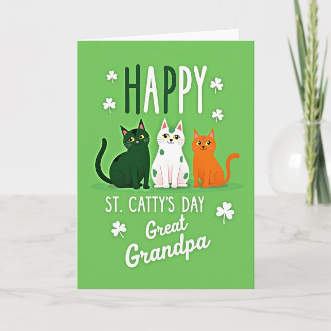 St Cattys Day Grandpa Cat Card (Front)