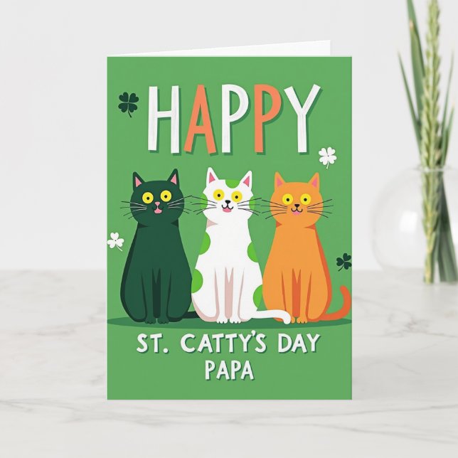 St Cattys Day Papa Cat Card (Front)