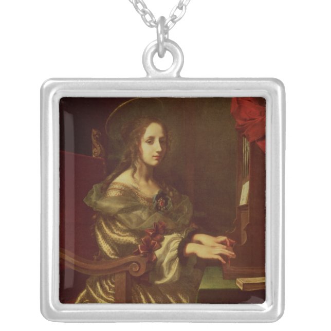 St. Cecilia 2 Silver Plated Necklace (Front)