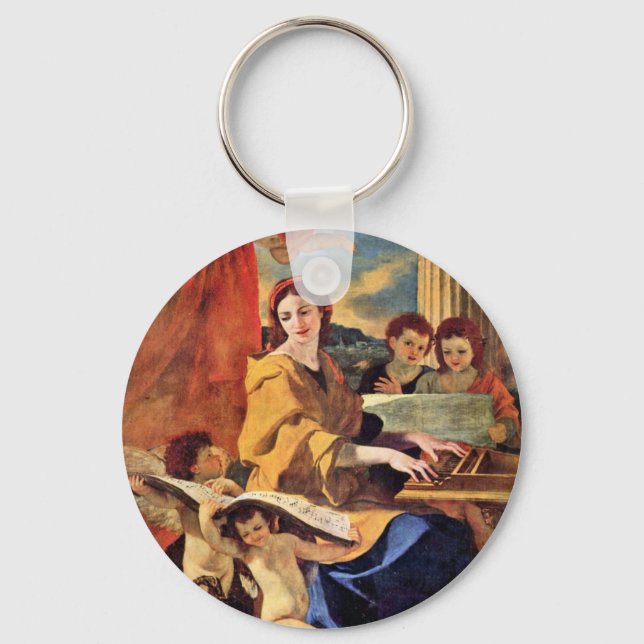 St. Cecilia By Poussin Nicolas (Best Quality) Keychain (Front)
