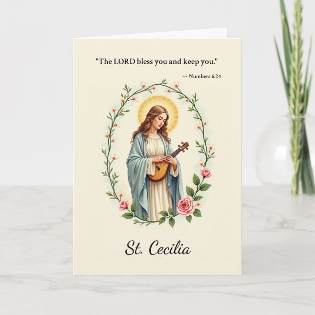 St Cecilia God's Peace and Blessings Scripture Card (Front)