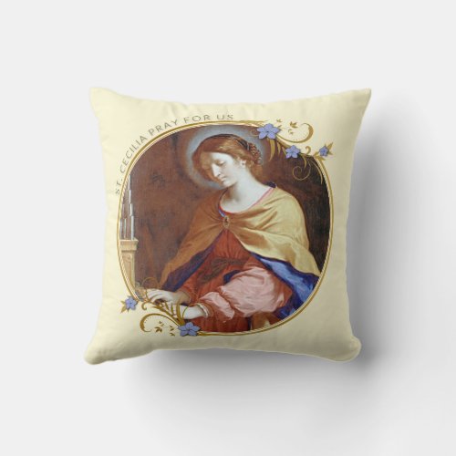 St Cecilia Musician Catholic Religious Elegant Throw Pillow