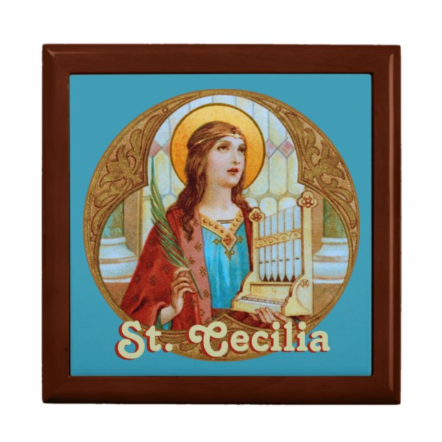 St. Cecilia of Rome (BK 003) Ceramic Tile 1 Gift Box (Front)