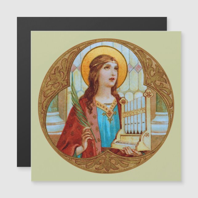 St Cecilia of Rome (BK 003) Magnetic Greeting Card (Front/Back)