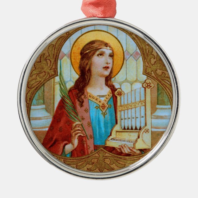 St. Cecilia of Rome (BK 003) Metal Ornament (Front)