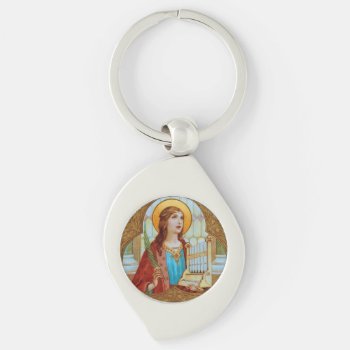 St. Cecilia Of Rome (bk 003) Swirl Keychain by Saints_Aplenty at Zazzle