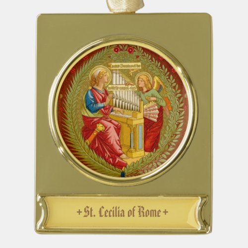 St Cecilia of Rome SNV 36 Gold Plated Banner Ornament