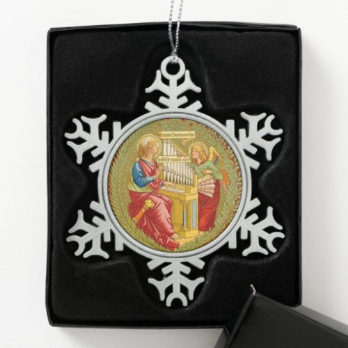 St Cecilia of Rome SNV 36 Snowflake Pewter Christmas Ornament