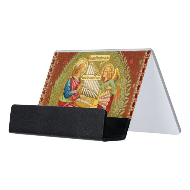 St. Cecilia of Rome (SNV 36, Style 2) Desk Business Card Holder (Angled Front)