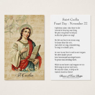 St. Cecilia Patroness of Musicians - Holy Card