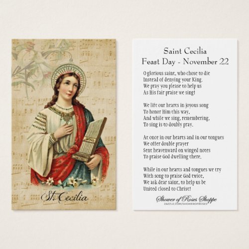 St Cecilia Patroness of Musicians _ Holy Card