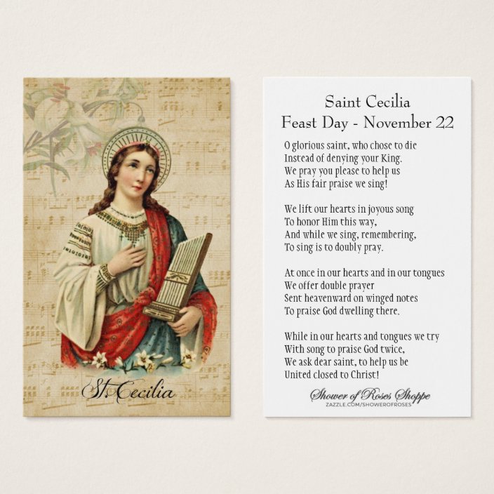 St. Cecilia Patroness of Musicians - Holy Card | Zazzle.com