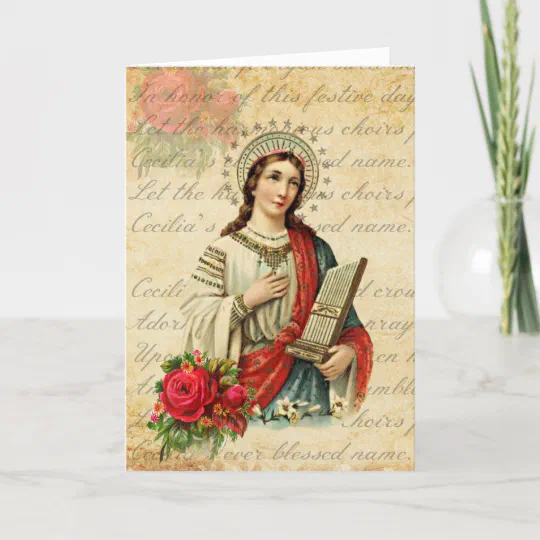 St Cecilia Patroness Of Musicians Vintage Image Greeting Cards 10 pc Set AR91 