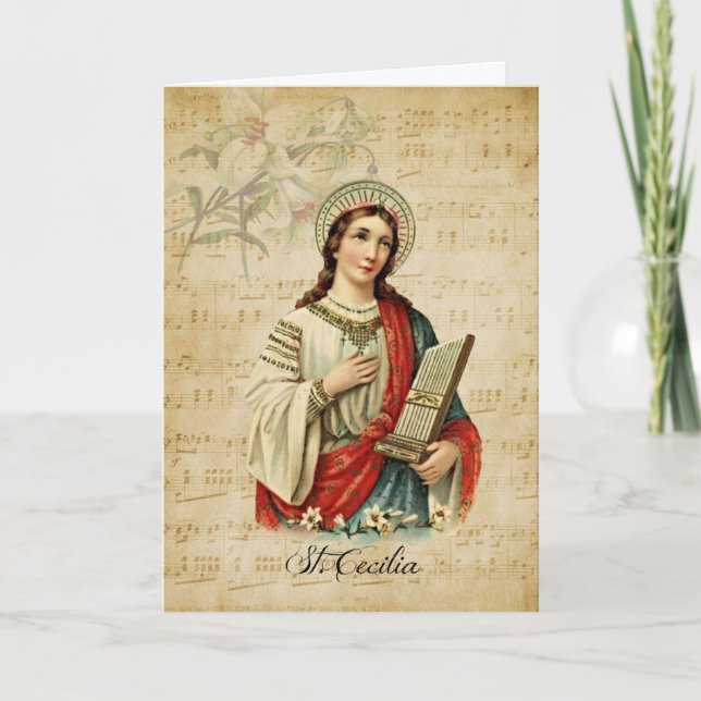 St. Cecilia Patroness of Musicians Religious Music Card (Front)