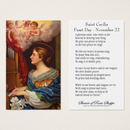 St Cecilia Prayer  Musicians Vintage Holy Card