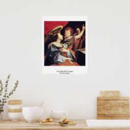 St. Cecilia With An Angel By Vouet Simon Poster | Zazzle