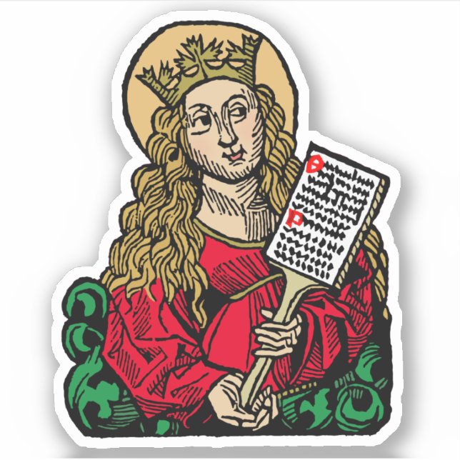 St. Cecilia with Hymn Board (Nuremberg) 1-Up Sticker (Front)