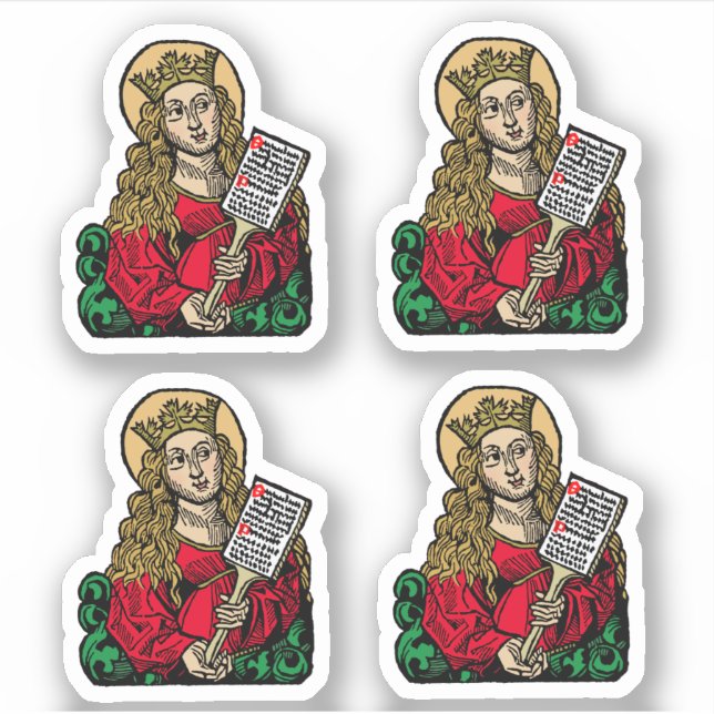 St. Cecilia with Hymn Board (Nuremberg) 4-Up Sticker (Front)