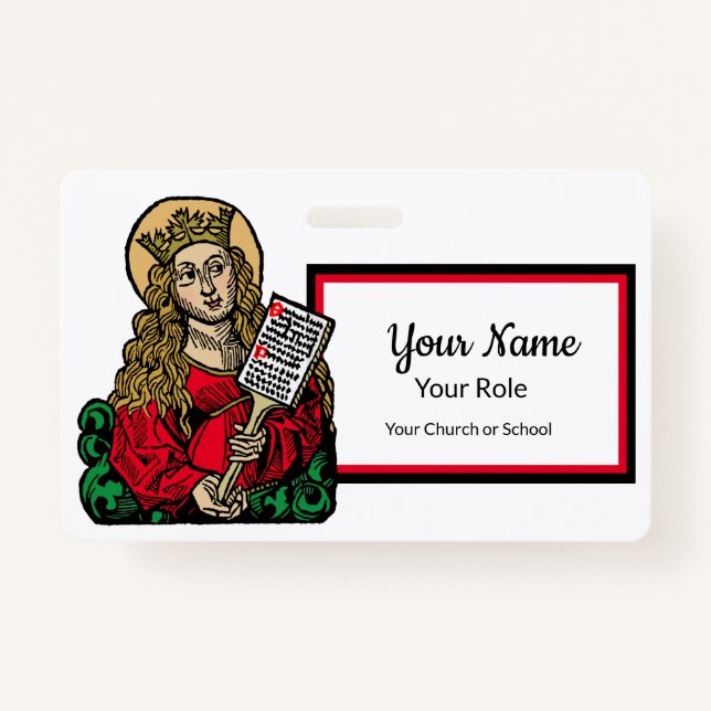 St. Cecilia with Hymn Board (Nuremberg) Badge (Front)