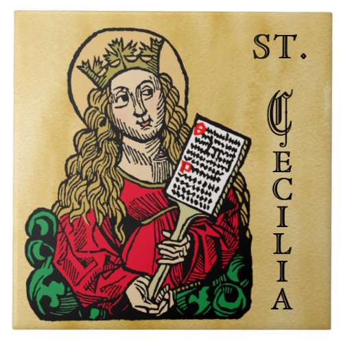 St Cecilia with Hymn Board Nuremberg Ceramic Tile