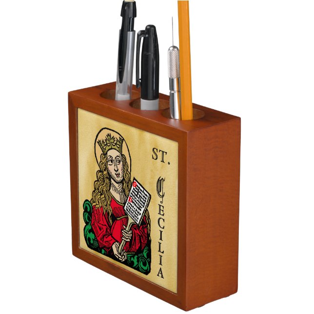 St. Cecilia with Hymn Board (Nuremberg) Desk Organizer (In Situ)