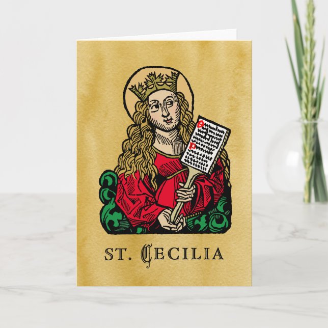 St. Cecilia with Hymn Board (Nuremberg) Greeting Card (Front)