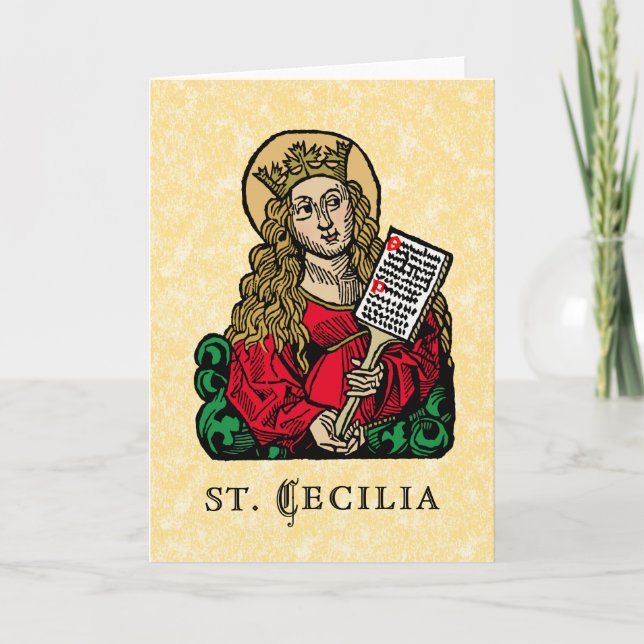 St. Cecilia with Hymn Board (Nuremberg) Greeting Card (Front)