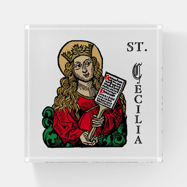 St. Cecilia with Hymn Board (Nuremberg) Paperweight (Front)