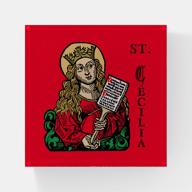 St. Cecilia with Hymn Board (Nuremberg) Paperweight (Front)