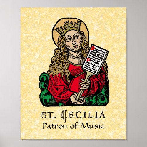 St Cecilia with Hymn Board Nuremberg Poster