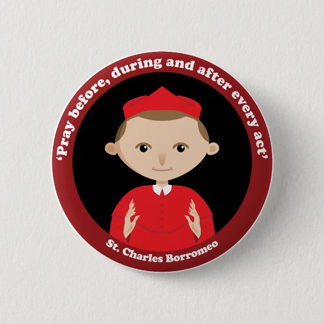 St. Charles Borromeo Pinback Button (Front)