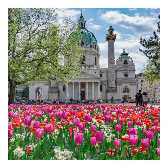 St. Charles Church in spring in Vienna, Austria Acrylic Print (Front)